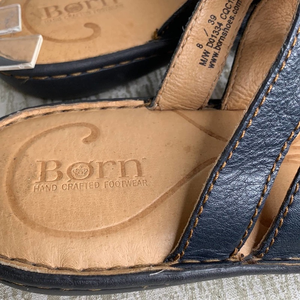 BORN BLACK BROWN LEATHER SANDALS SIZE 8 - Picture 2 of 8